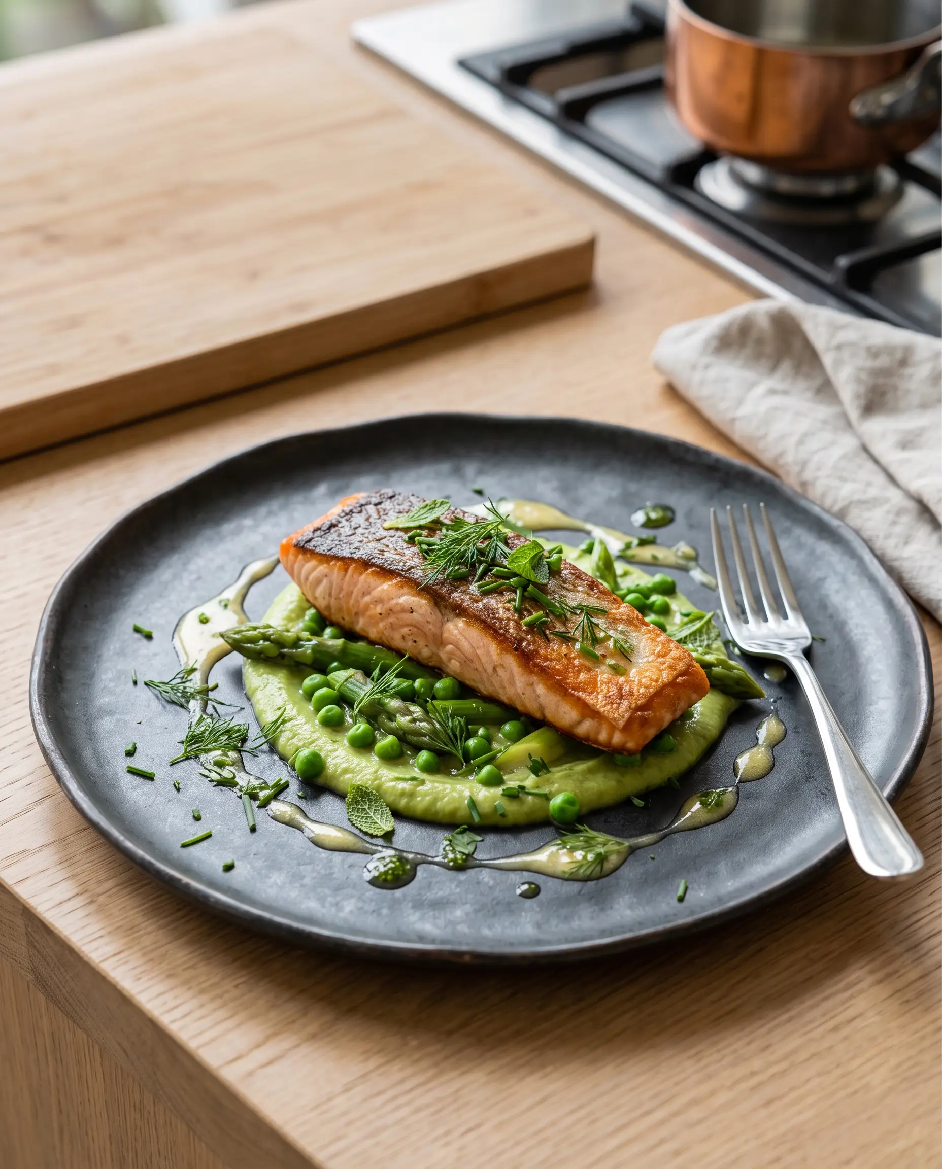 Verfijnd gerecht met zalm